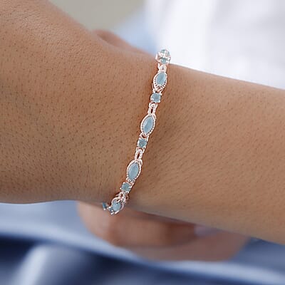 Grandidierite Bracelet in Vermeil Rose Gold Over Sterling Silver (7.25 In) 4.15 ctw