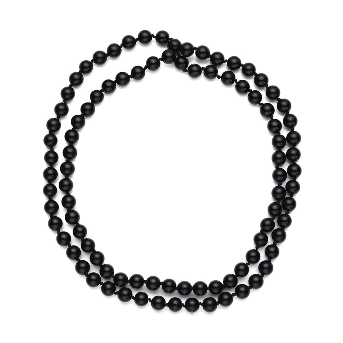 Enhanced Black Agate Beaded Endless Necklace 34 Inches 332.00 ctw image number 0