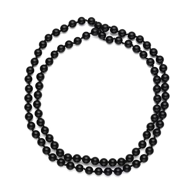 Enhanced Black Agate Beaded Endless Necklace 34 Inches 332.00 ctw