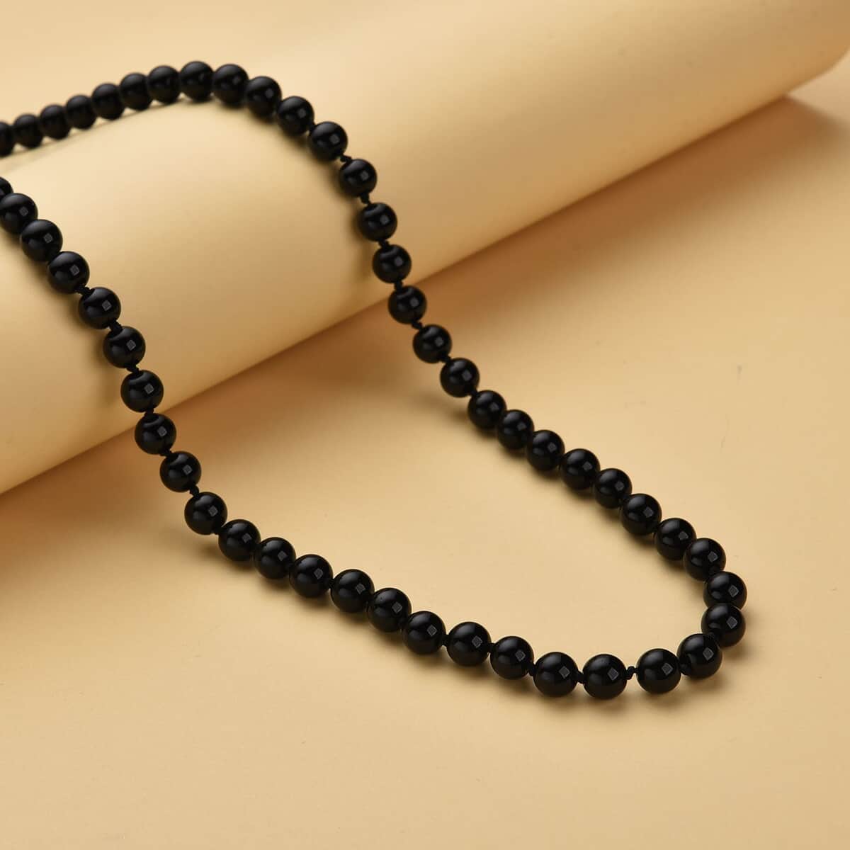 Enhanced Black Agate Beaded Endless Necklace 34 Inches 332.00 ctw image number 1