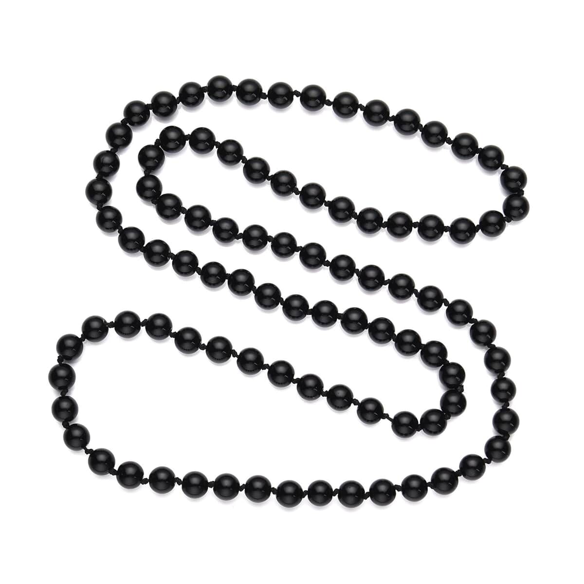 Enhanced Black Agate Beaded Endless Necklace 34 Inches 332.00 ctw image number 2