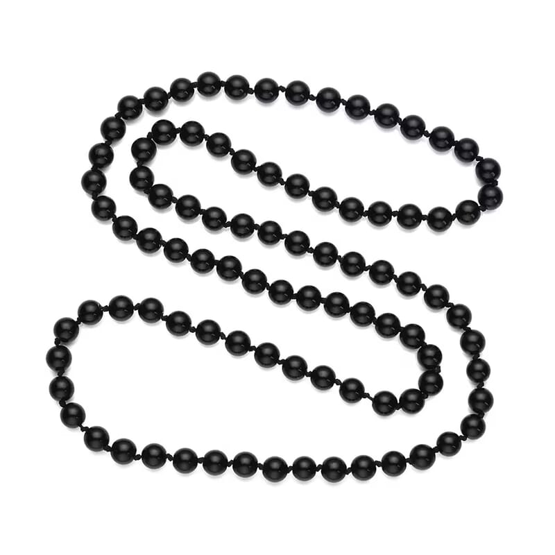 Enhanced Black Agate Beaded Endless Necklace 34 Inches 332.00 ctw