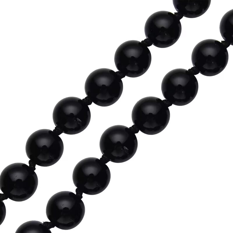 Enhanced Black Agate Beaded Endless Necklace 34 Inches 332.00 ctw