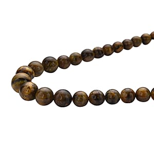 Yellow Pietersite Beaded Necklace 20 Inches in Rhodium Over Sterling Silver 420.00 ctw