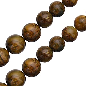 Yellow Pietersite Beaded Necklace 20 Inches in Rhodium Over Sterling Silver 420.00 ctw