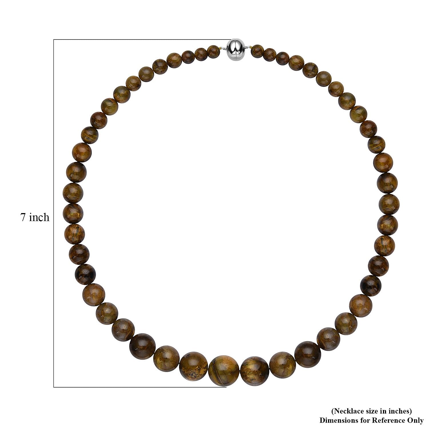 Yellow Pietersite Beaded Necklace 20 Inches in Rhodium Over Sterling Silver 420.00 ctw