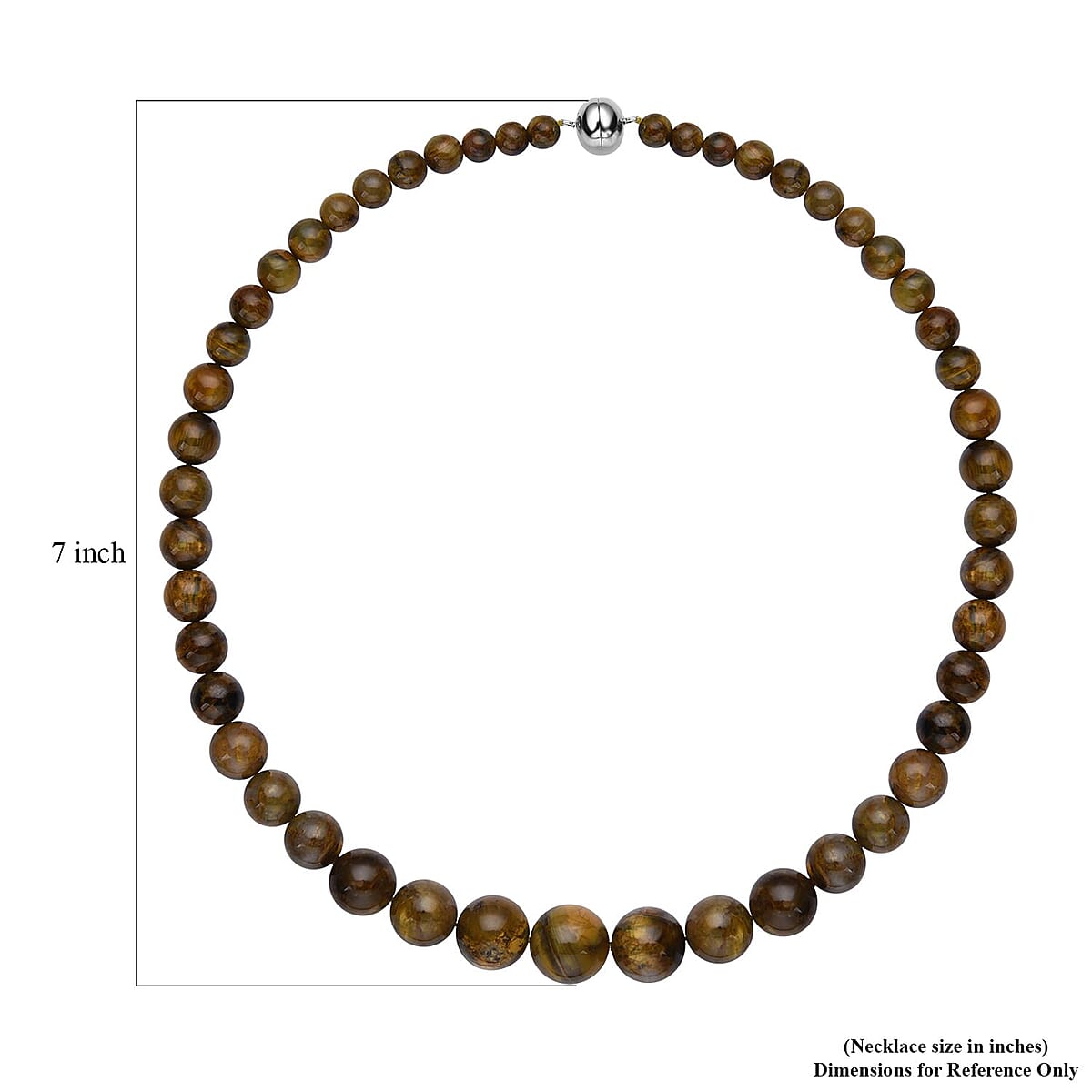 Yellow Pietersite Beaded Necklace 20 Inches in Rhodium Over Sterling Silver 420.00 ctw image number 5