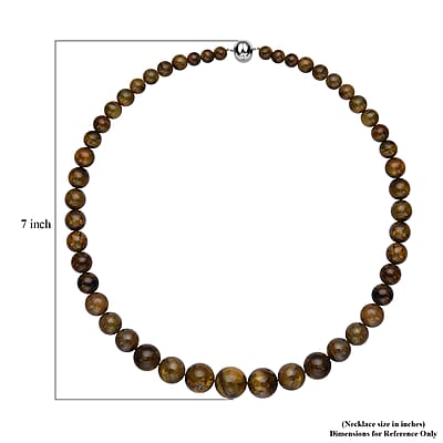 Yellow Pietersite Beaded Necklace 20 Inches in Rhodium Over Sterling Silver 420.00 ctw