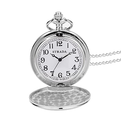 Strada Japanese Movement Tree Pattern Pocket Watch with Chain (up to 31 Inches) (47mm)