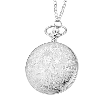Strada Japanese Movement Tree Pattern Pocket Watch with Chain (up to 31 Inches) (47mm)