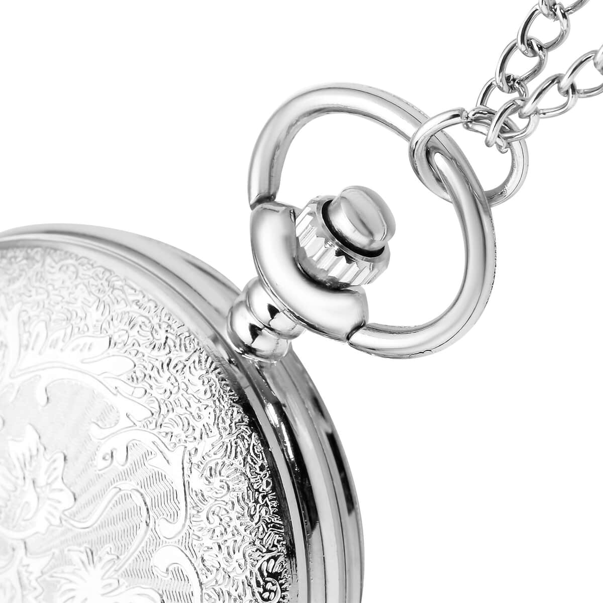 Strada Japanese Movement Tree Pattern Pocket Watch with Chain (up to 31 Inches) (47mm) image number 5