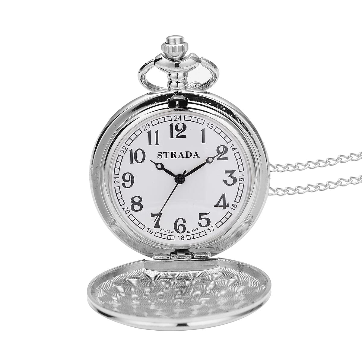 Strada Japanese Movement Elephants Pattern Pocket Watch with Chain (up to 31 Inches) (47mm) image number 3