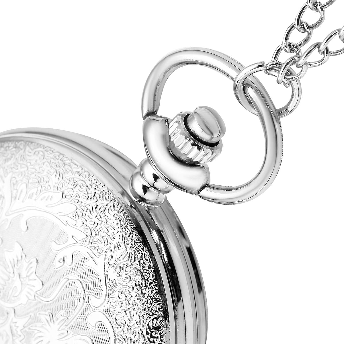 Strada Japanese Movement Elephants Pattern Pocket Watch with Chain (up to 31 Inches) (47mm) image number 5