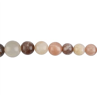 Multi Color Moonstone Beaded Necklace (20 Inches) in Rhodium Over Stainless Steel 180.50 ctw | Tarnish-Free, Waterproof, Sweat Proof Jewelry