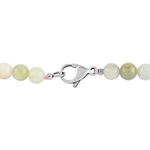 Multi-Beryl Beaded Necklace (20 Inches) in Rhodium Over Stainless Steel 180.50 ctw , Tarnish-Free, Waterproof, Sweat Proof Jewelry