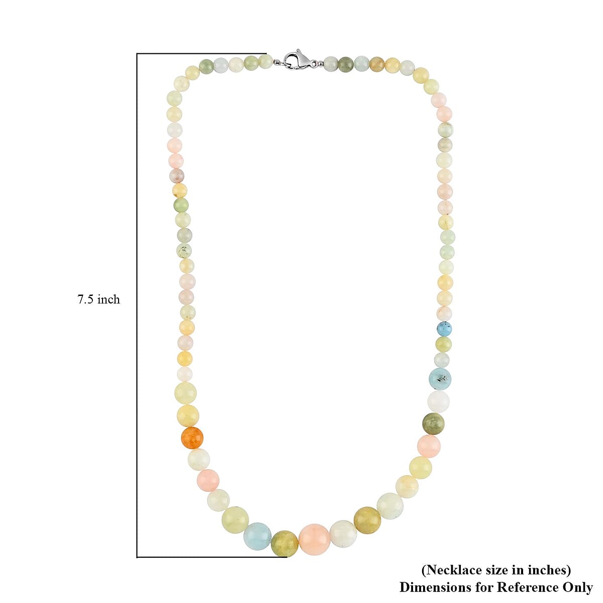 Multi-Beryl Beaded Necklace (20 Inches) in Rhodium Over Stainless Steel 180.50 ctw , Tarnish-Free, Waterproof, Sweat Proof Jewelry image number 4