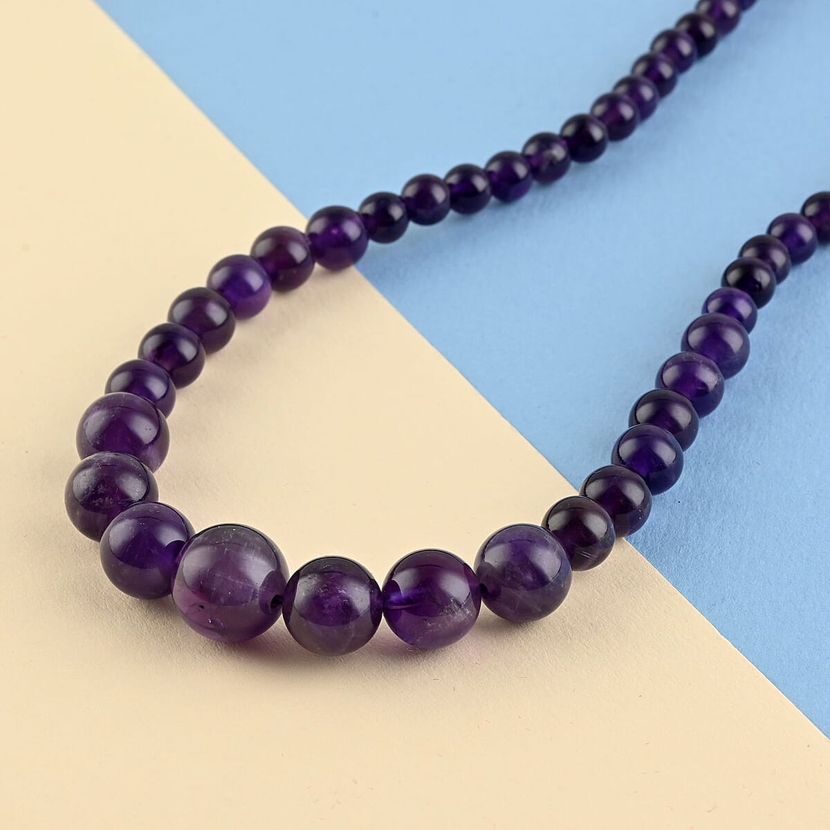 Amethyst Beaded Necklace 20 Inches in Rhodium Over Stainless Steel 180.50 ctw image number 1