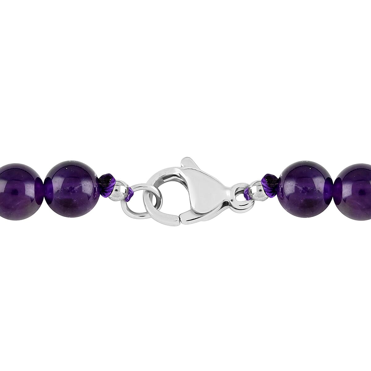 Amethyst Beaded Necklace 20 Inches in Rhodium Over Stainless Steel 180.50 ctw image number 3