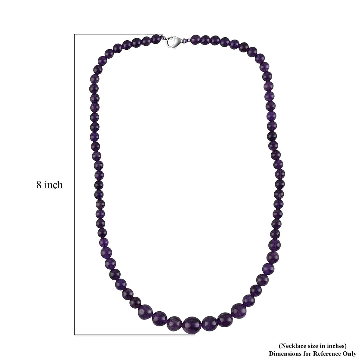 Amethyst Beaded Necklace 20 Inches in Rhodium Over Stainless Steel 180.50 ctw image number 4