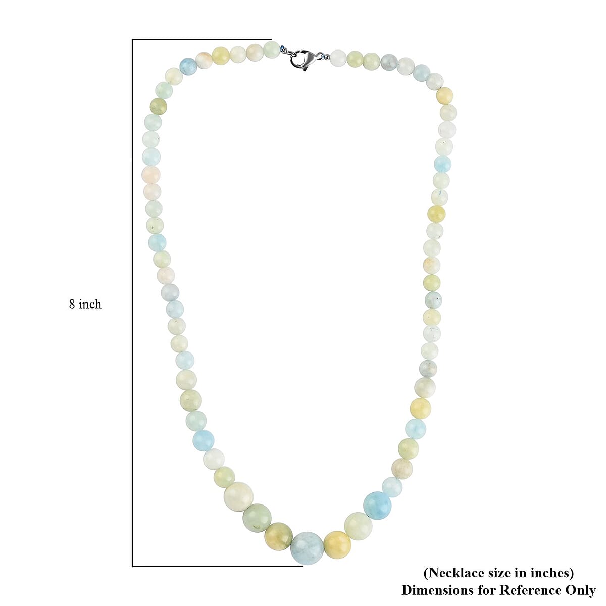 Multi-Aquamarine Beaded Necklace (20 Inches) in Rhodium Over Stainless Steel 180.50 ctw | Tarnish-Free, Waterproof, Sweat Proof Jewelry image number 4