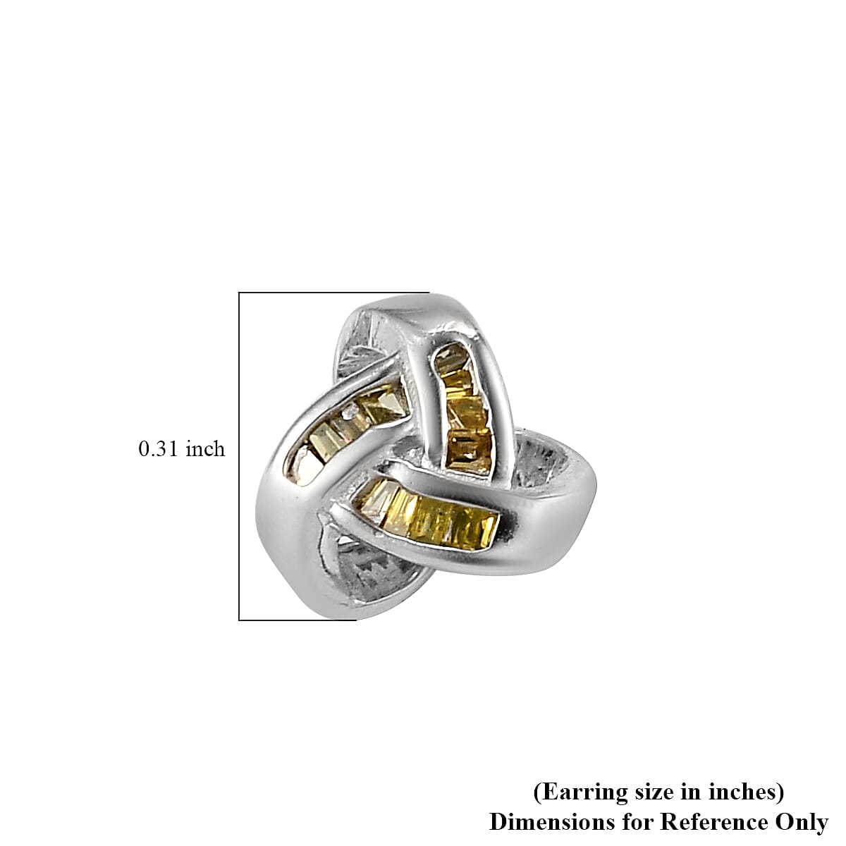 Yellow Diamond Knotted Stud Earrings in Platinum Over Sterling Silver 0.15 ctw
