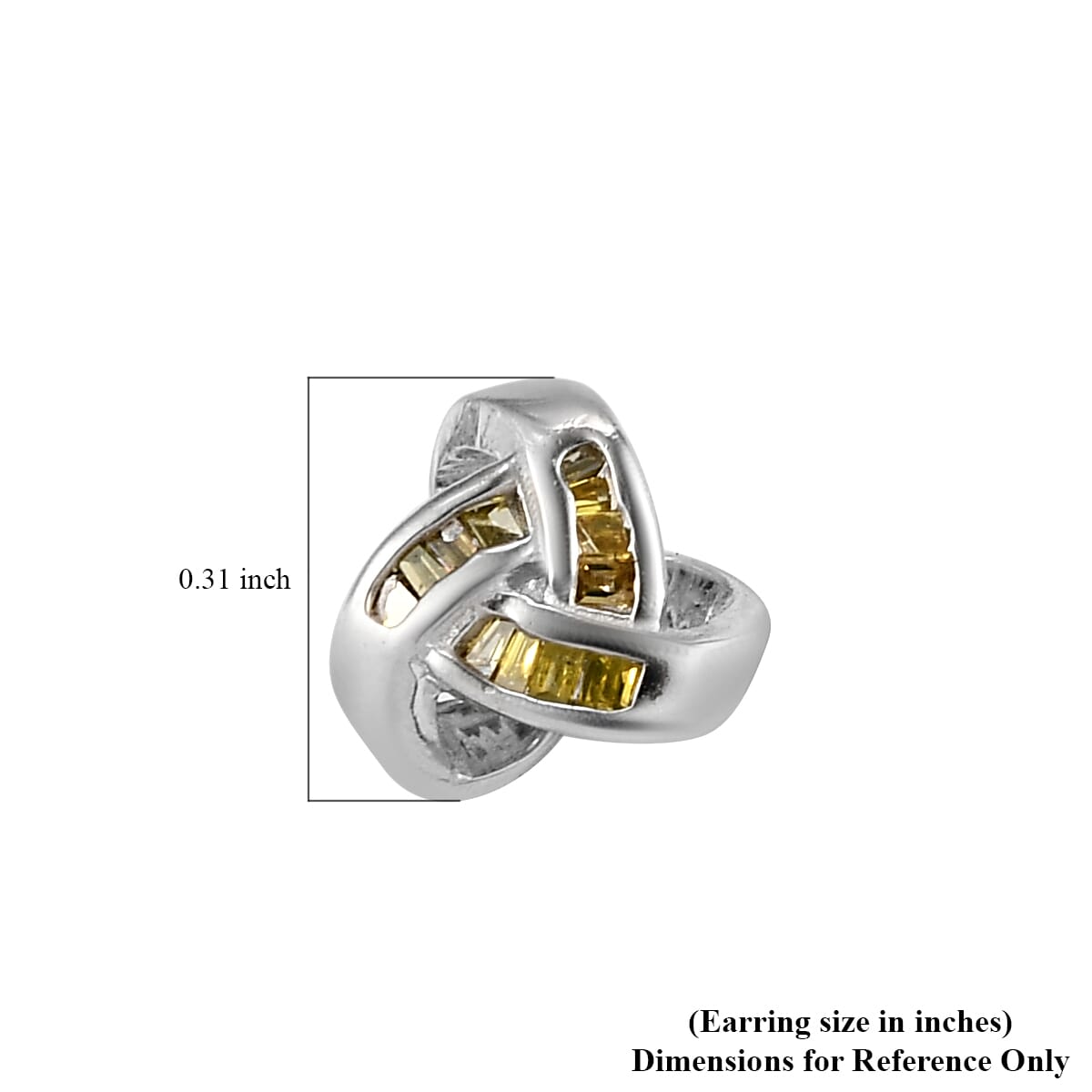 Yellow Diamond Knotted Stud Earrings in Platinum Over Sterling Silver 0.15 ctw image number 4