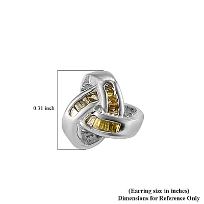 Yellow Diamond Knotted Stud Earrings in Platinum Over Sterling Silver 0.15 ctw