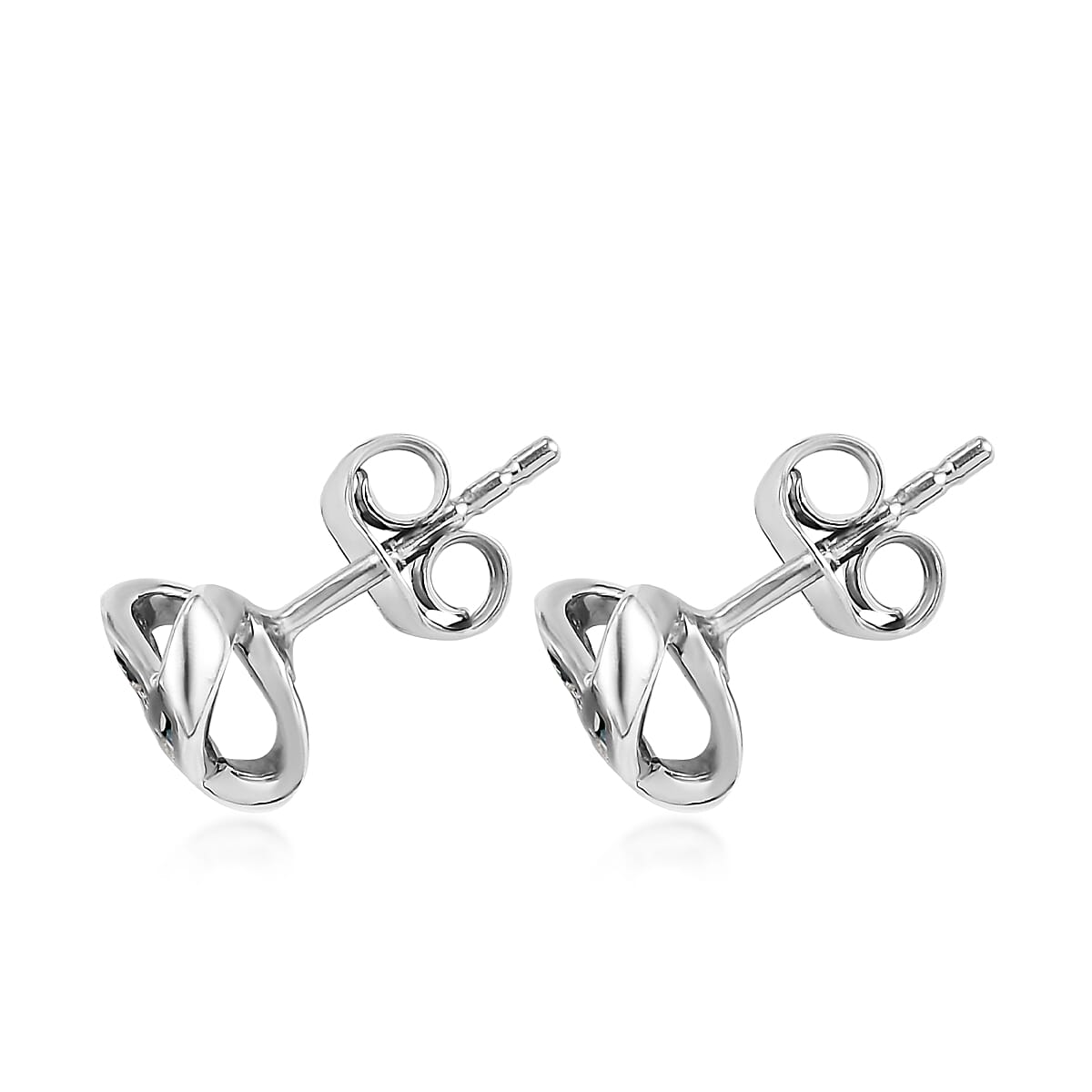 Blue Diamond Knotted Stud Earrings in Platinum Over Sterling Silver 0.15 ctw image number 3