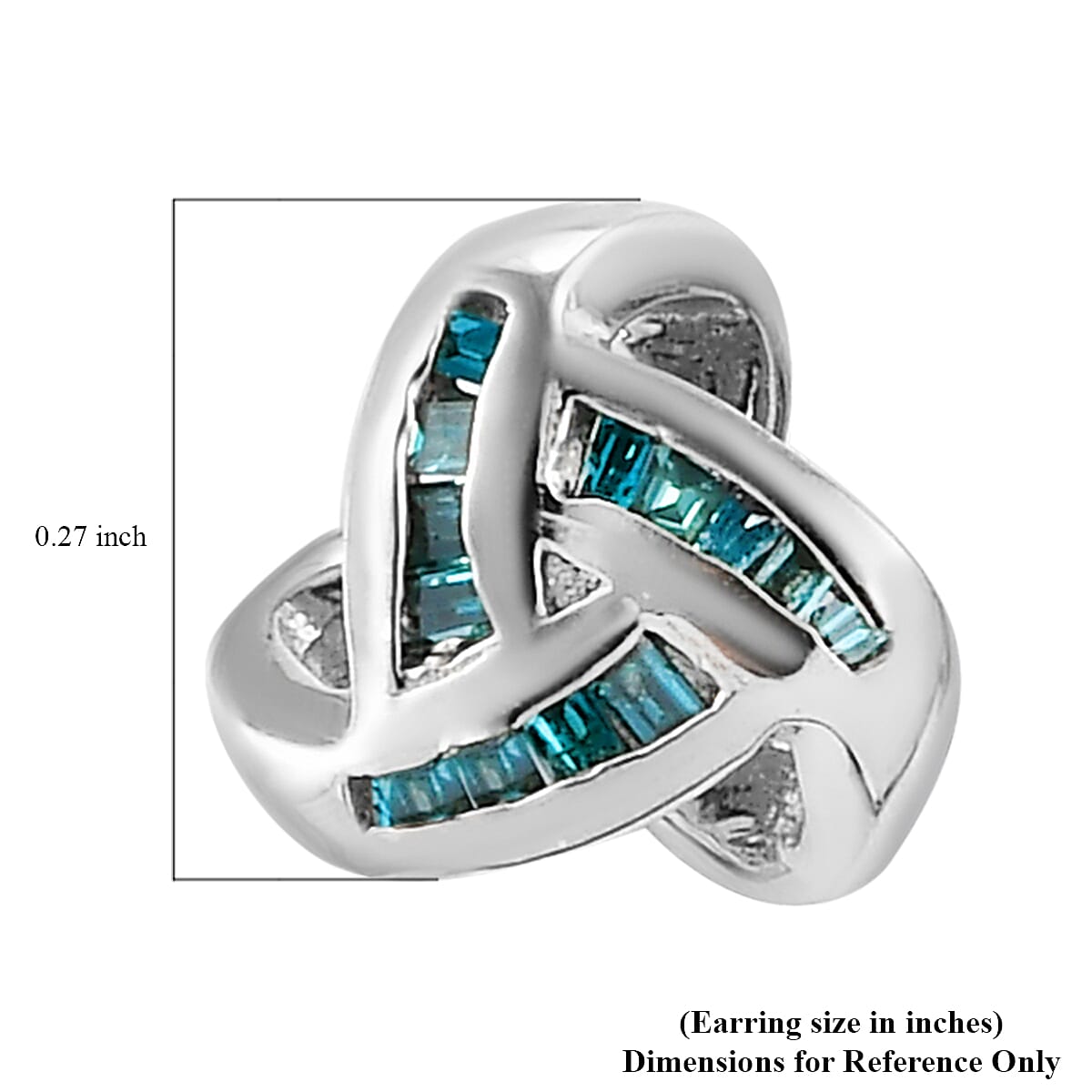 Blue Diamond Knotted Stud Earrings in Platinum Over Sterling Silver 0.15 ctw image number 4
