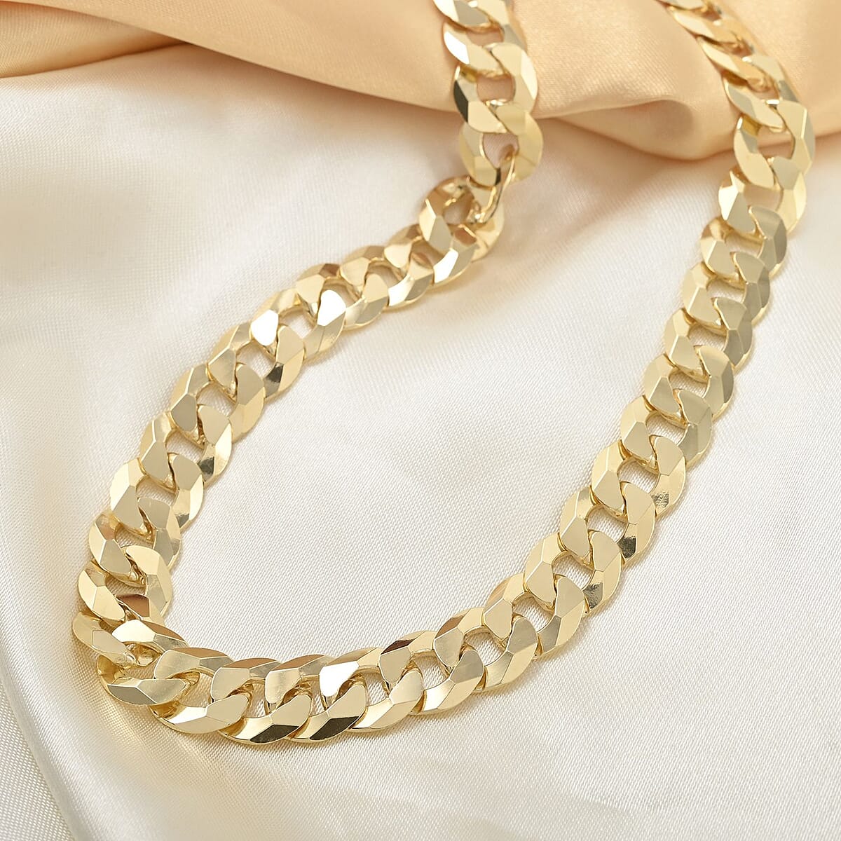 Italian 14K Yellow Gold Over Sterling Silver Jumbo Curb Necklace 28 Inches 66.60 Grams image number 1