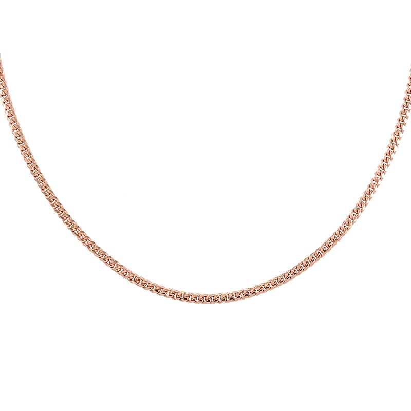 Italian 14K Rose Gold Over Sterling Silver 1mm Domed Curb Necklace 20 Inches 5.70 Grams