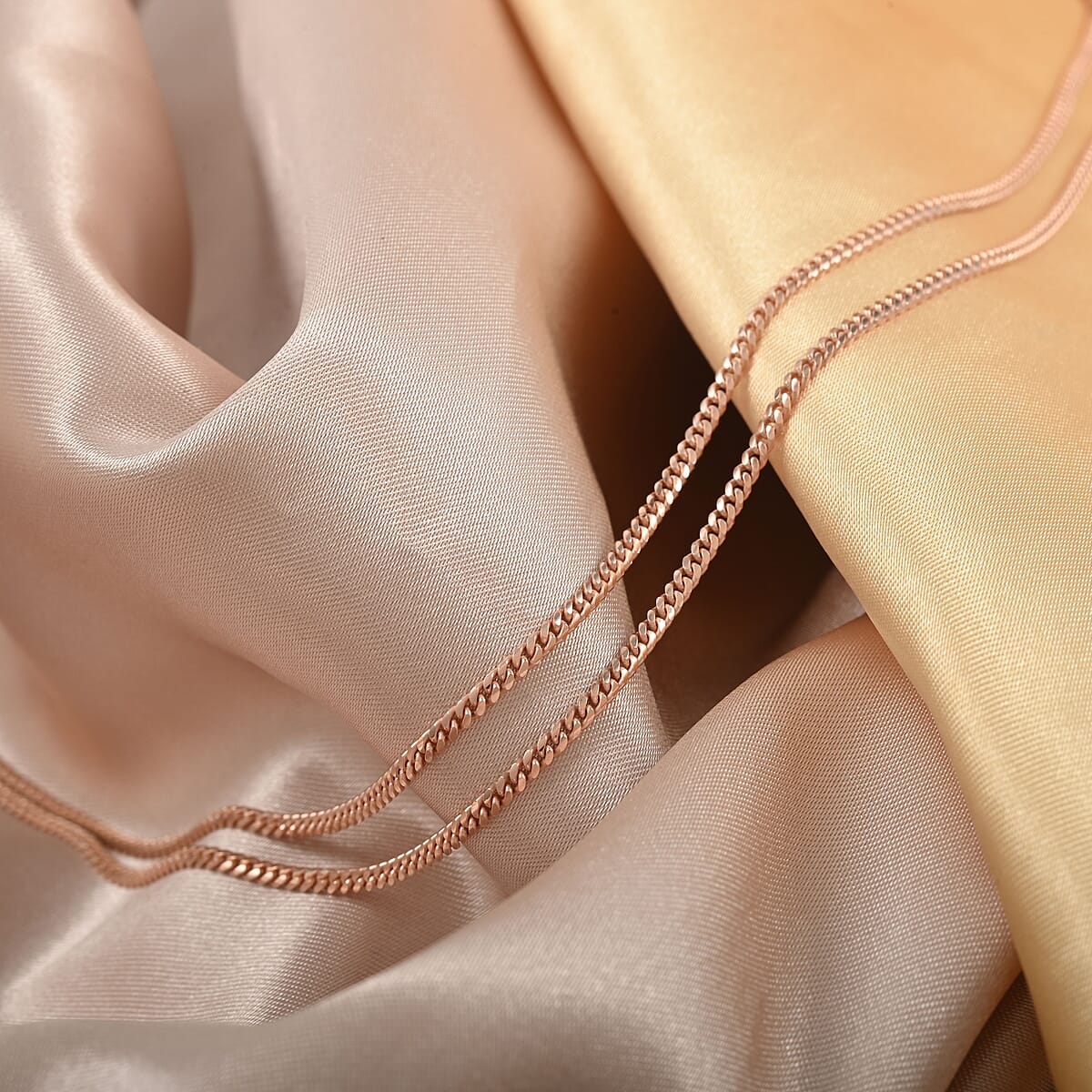 Italian 14K Rose Gold Over Sterling Silver 1mm Domed Curb Necklace 20 Inches 5.70 Grams image number 1
