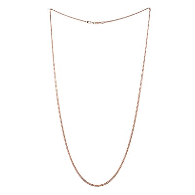 Italian 14K Rose Gold Over Sterling Silver 1mm Domed Curb Necklace 20 Inches 5.70 Grams