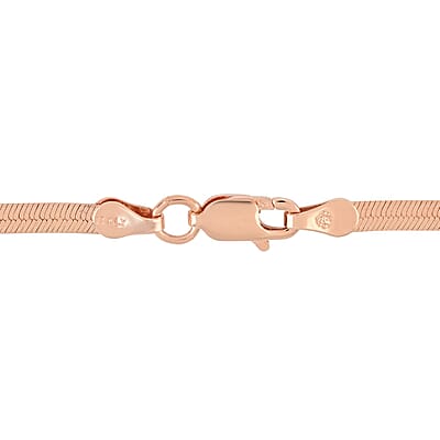 Italian 14K Rose Gold Over Sterling Silver 3.3mm Herringbone Necklace 18 Inches 6 Grams