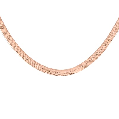Italian 14K Rose Gold Over Sterling Silver 3.3mm Herringbone Necklace 18 Inches 6 Grams