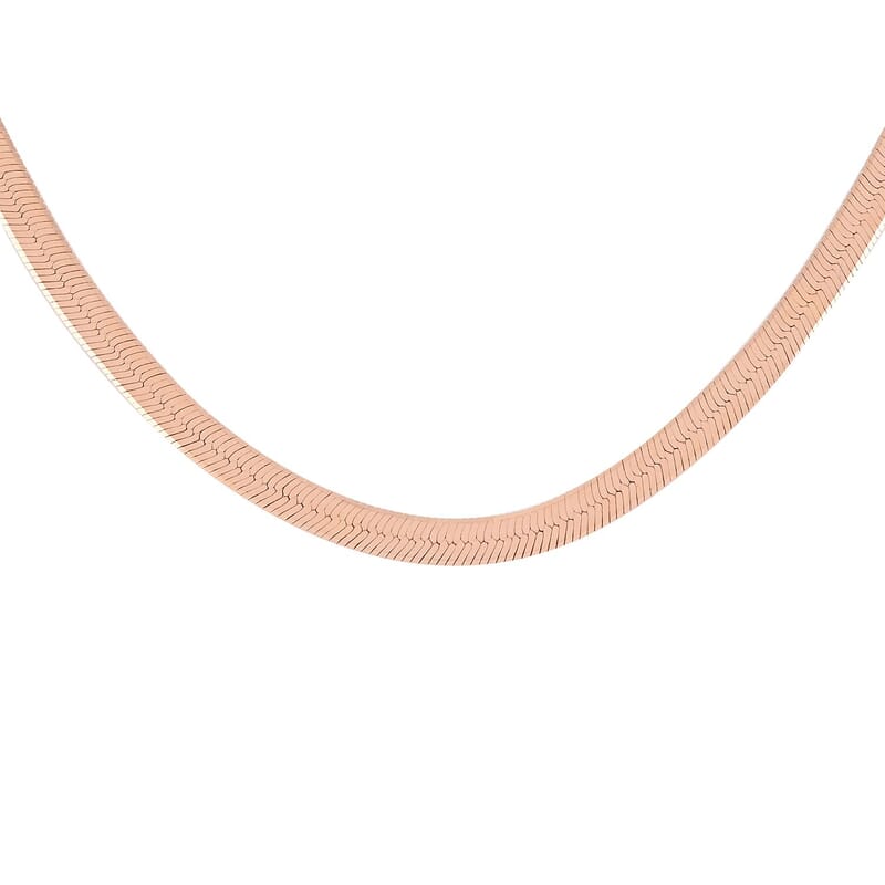 Italian 14K Rose Gold Over Sterling Silver 3.3mm Herringbone Necklace 18 Inches 6 Grams