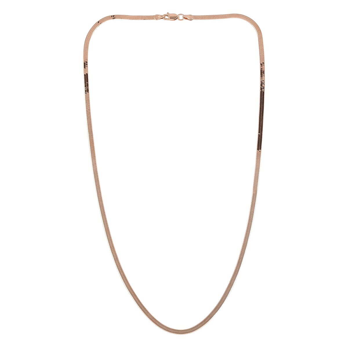 Italian 14K Rose Gold Over Sterling Silver 3.3mm Herringbone Necklace 18 Inches 6 Grams image number 4