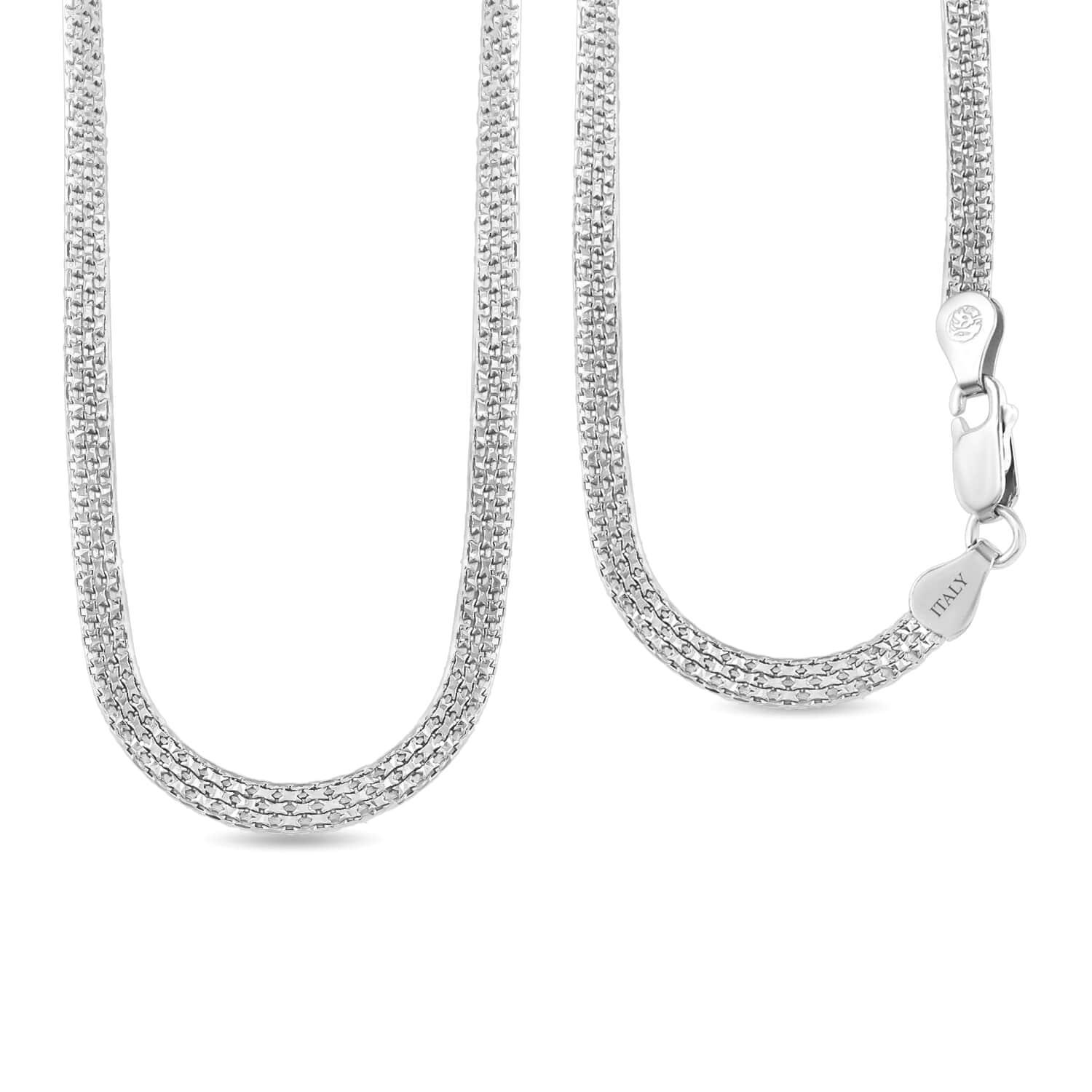 Buy Italian Sterling Silver Pave 4 Lines Necklace, Silver Chain