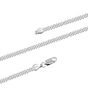 Italian Sterling Silver Pave 4 Lines Necklace, Silver Chain, Gifts For Her, Bismark Chain 18 Inches 5.70 Grams