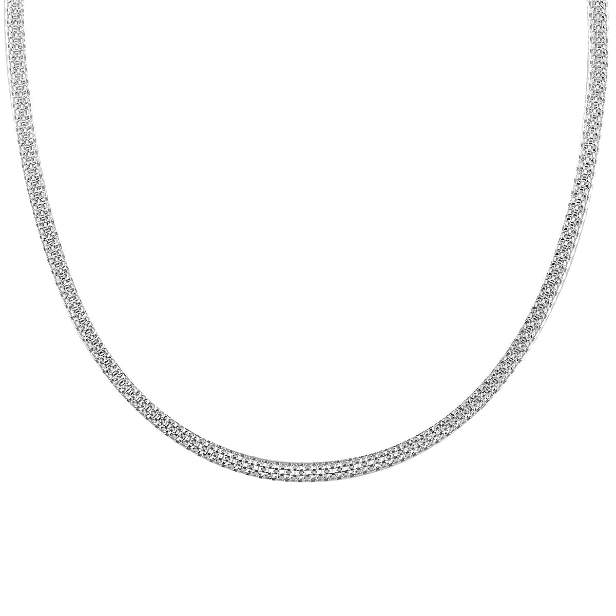 Italian Sterling Silver Pave 4 Lines Bismark Necklace (18 Inches) (5.70 g) image number 3