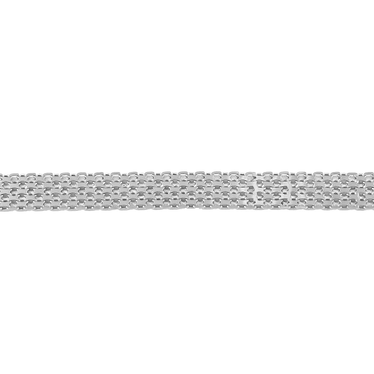 Italian Sterling Silver Pave 5 Line Bismark Bracelet (7.00 In) 5.0 Grams image number 2