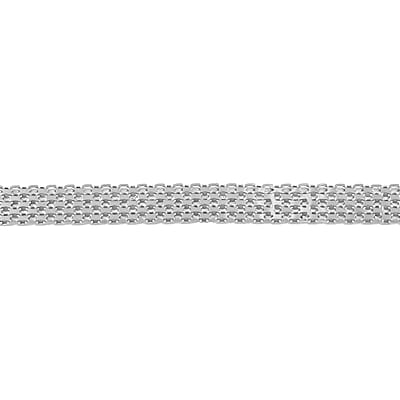 Italian Sterling Silver Pave 5 Line Bismark Bracelet (7.00 In) 5.0 Grams