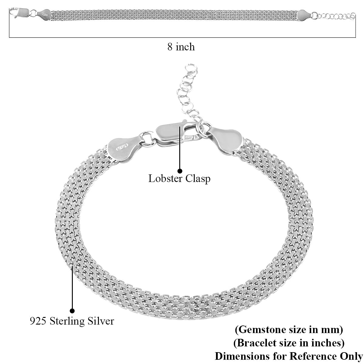 Italian Sterling Silver Pave 5 Line Bismark Bracelet (7.00 In) 5.0 Grams