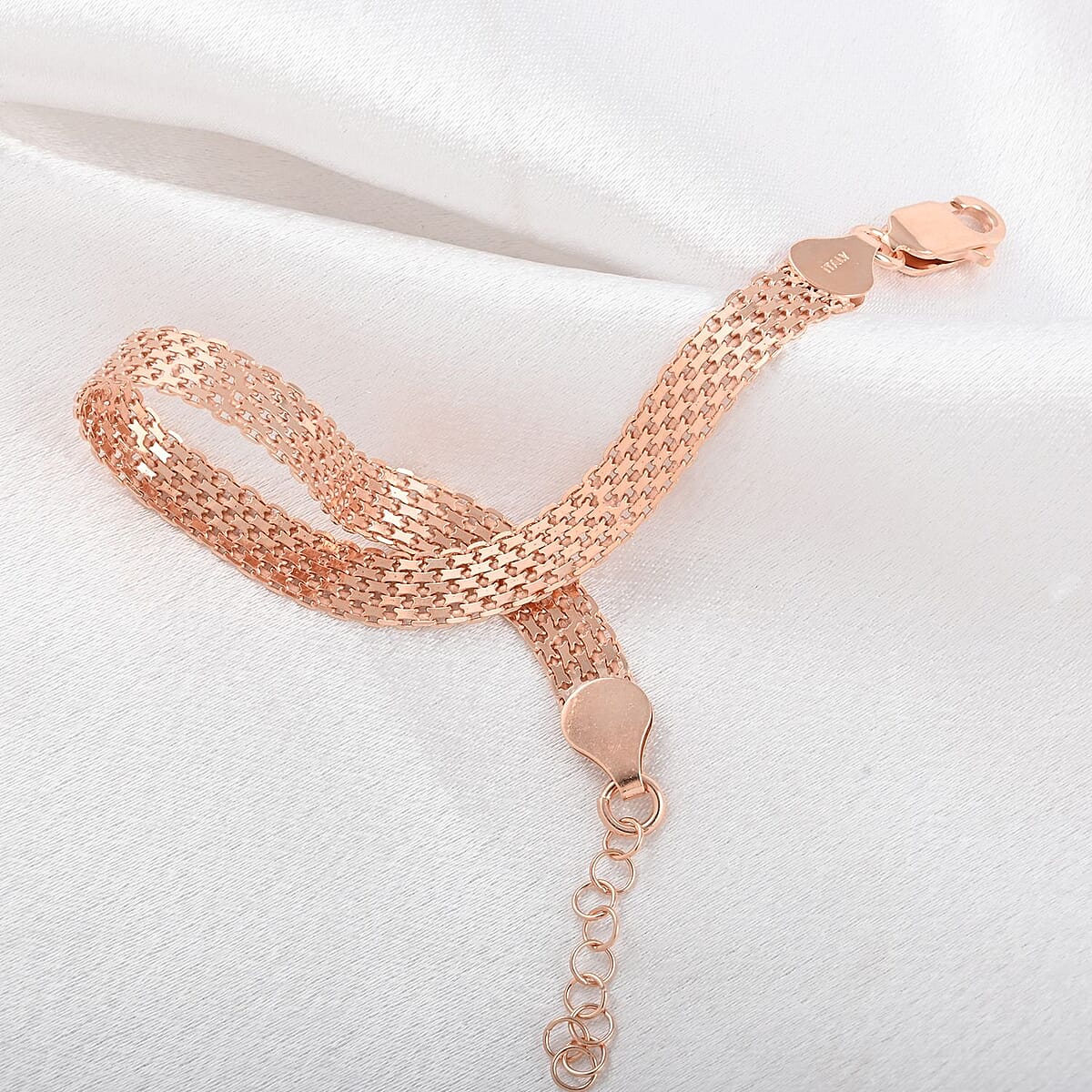 Italian 14K Rose Gold Over Sterling Silver Bracelet (7.00 In) 4.70 Grams image number 1