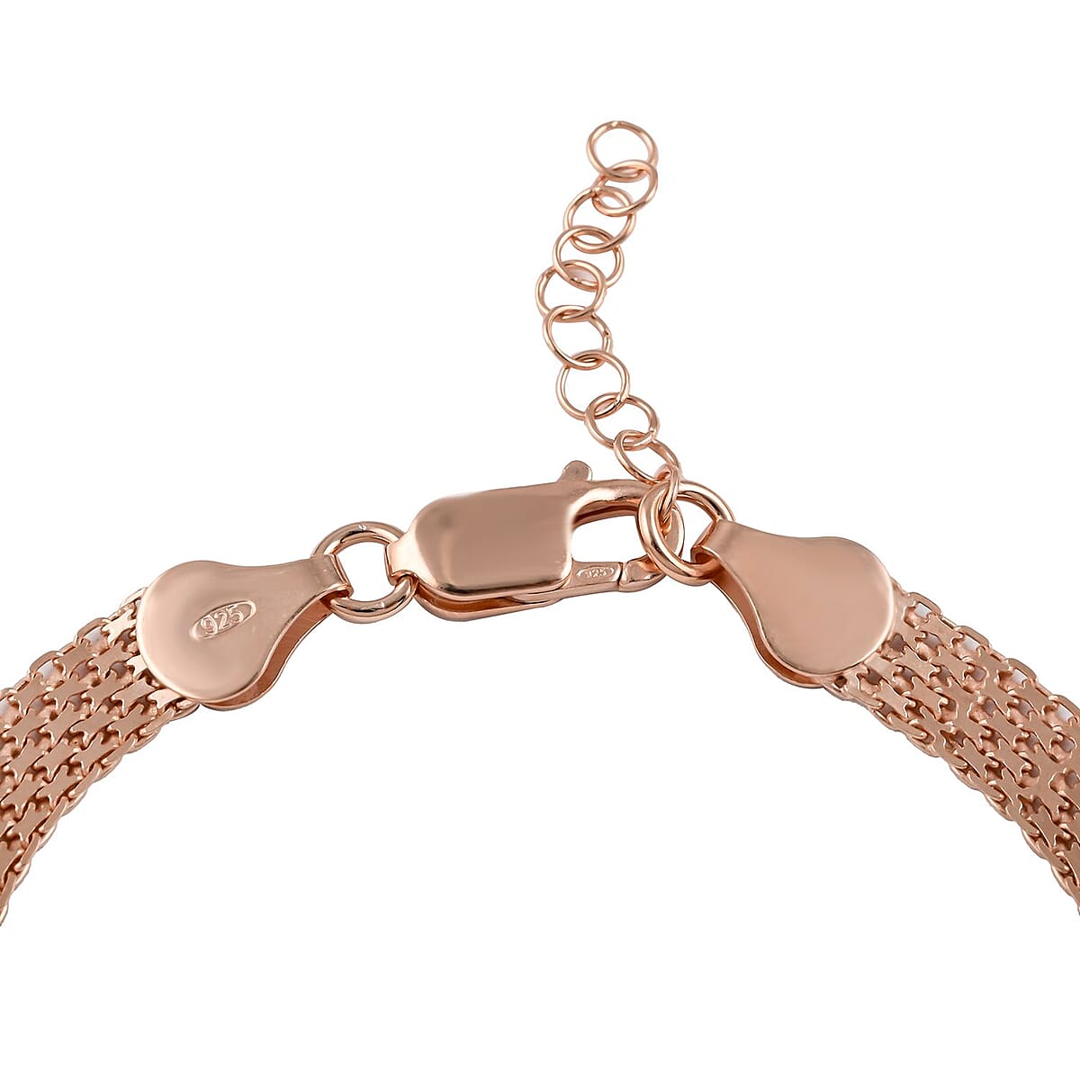 Italian 14K Rose Gold Over Sterling Silver Bracelet (7.00 In) 4.70 Grams image number 3