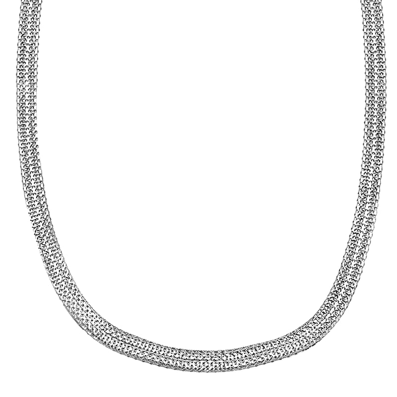 Italian Sterling Silver Bismark Necklace, Silver Jewelry Gifts For Women (18 Inches)