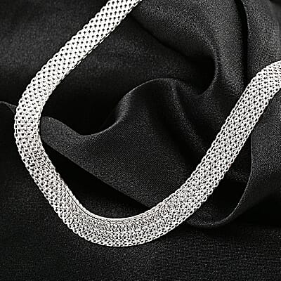 Italian Sterling Silver Bismark Necklace, Silver Jewelry Gifts For Women (18 Inches)
