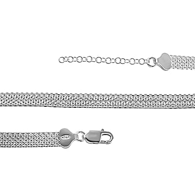 Italian Sterling Silver Bismark Necklace, Silver Jewelry Gifts For Women (18 Inches)