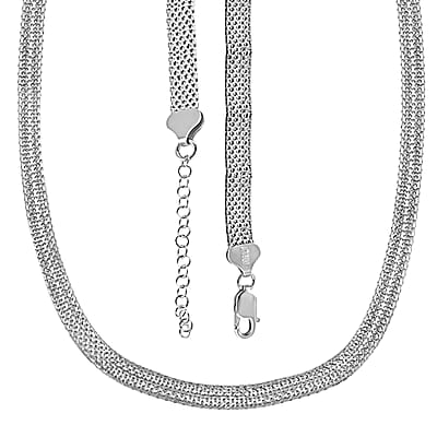 Italian Sterling Silver Bismark Necklace, Silver Jewelry Gifts For Women (18 Inches)
