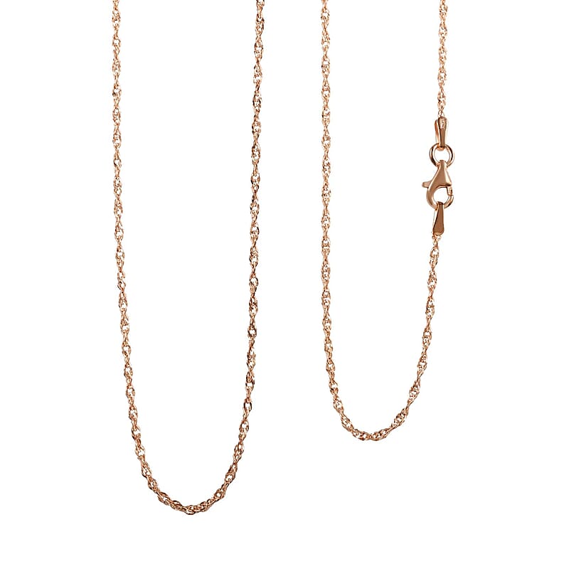 Italian 14K RG Over Sterling Silver .75mm Rope Necklace 30 Inches 3 Grams